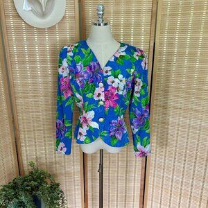 Vintage 80's Floral Button-Up Blazer Top Barbie